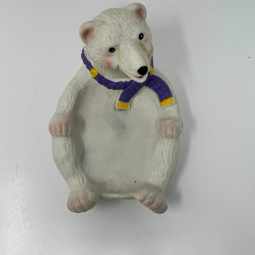 Polar Bear Trinket Soap Dish Decor White Vinyl Tray 2002 Cute‎ Arctic Animal